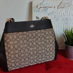 LIKE BRAND NEW - Lexy Coach Brown Jacquard bag